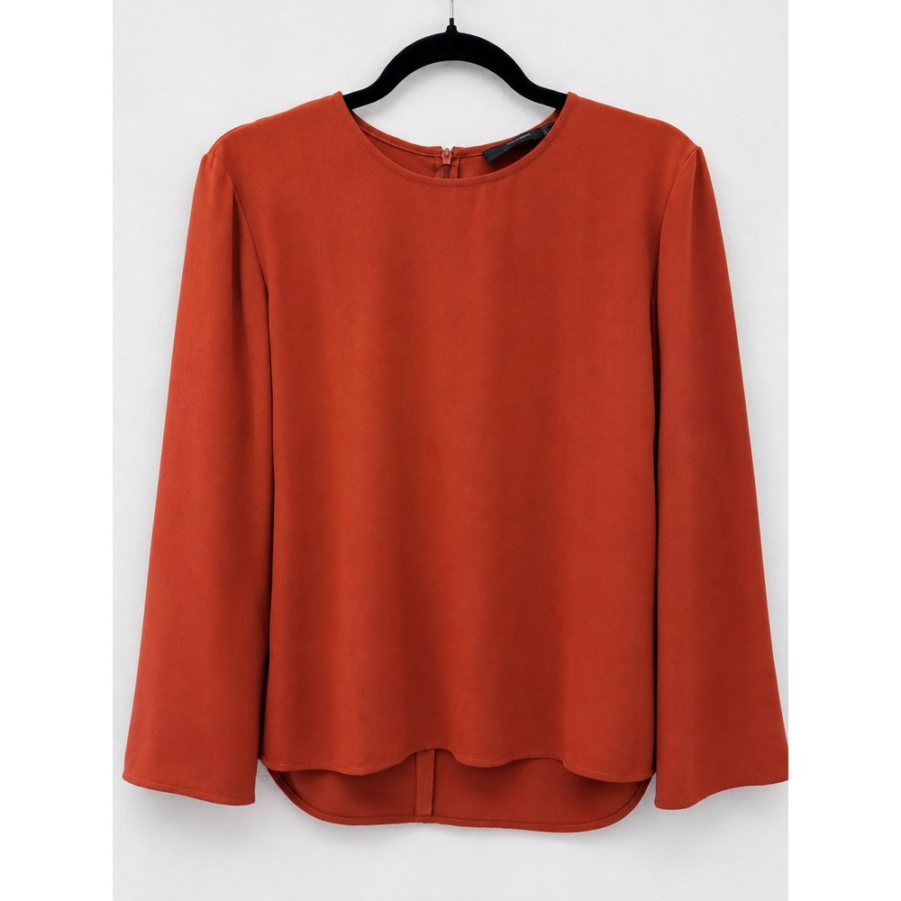 Hallhuber Burnt Orange Blouse Business Casual Minimalist Office Workwear M